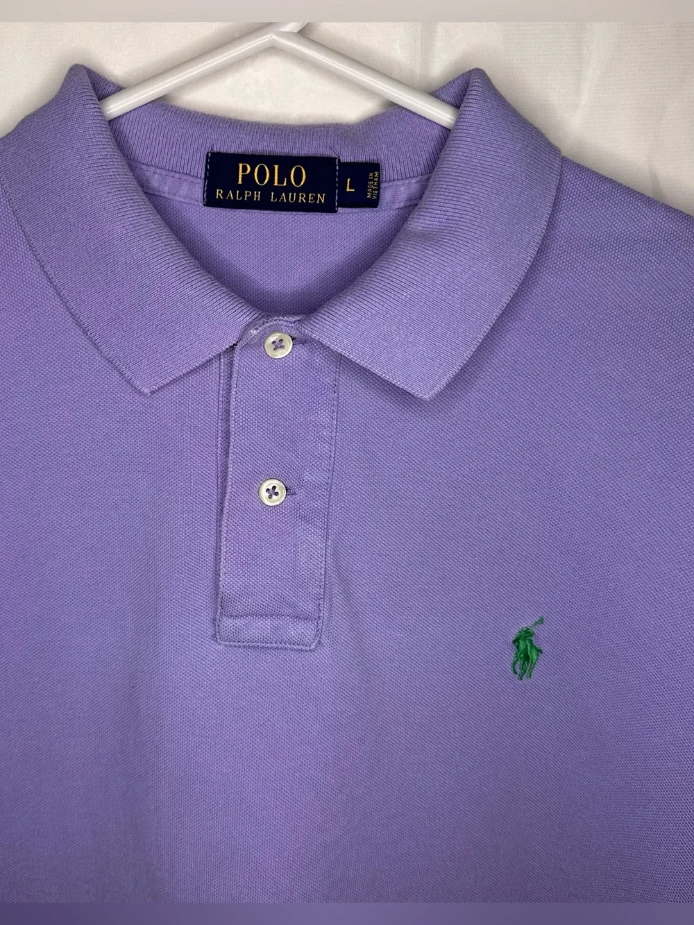 Ralph Lauren Purple Polo with Green Pony Logo Classic Golf Preppy Cotton Large